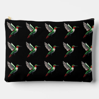 Pixeled Green Hummingbirds Accessory Pouch