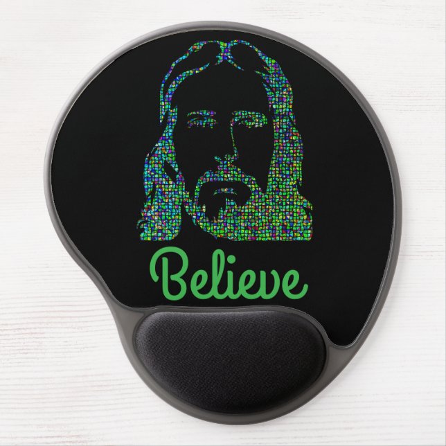 Pixeled Image of Jesus Desktop Computer Mousepad (Front)