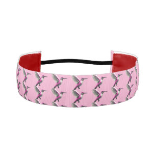 Pixeled Pink Hummingbird Athletic Headband