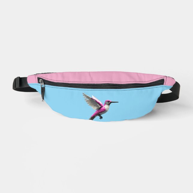 Pixeled Pink Hummingbird Fanny Pack (Front)