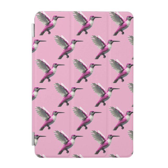 Pixeled Pink Hummingbird iPad Mini Cover (Front)
