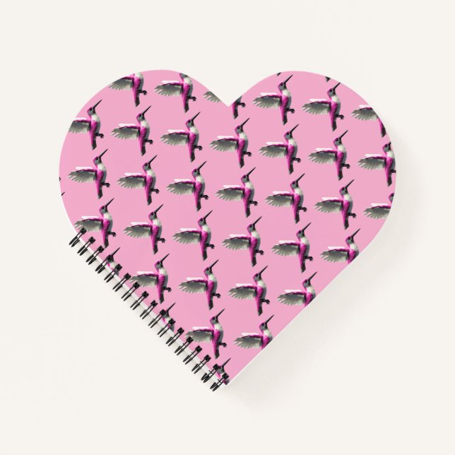 Pixeled Pink Hummingbird Notebook (Front)