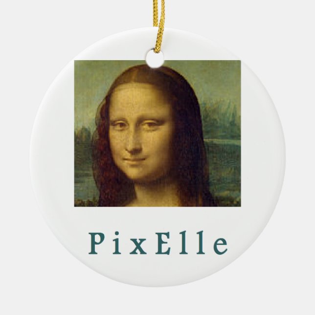 Pixelle femme ceramic ornament (Front)