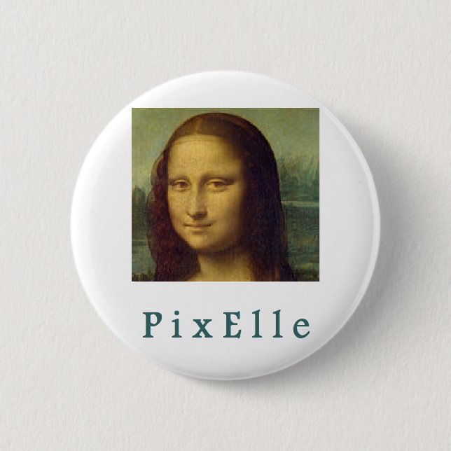Pixelle femme pinback button (Front)