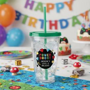 Pixels Arcade Game Level Up Kids Birthday Acrylic Tumbler