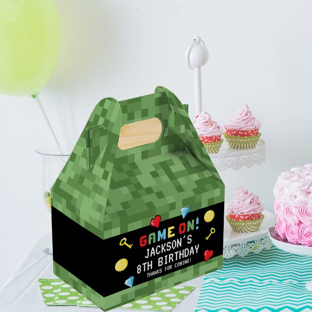 Pixels Arcade Game Level Up Kids Birthday Favor Boxes (Creator Uploaded)