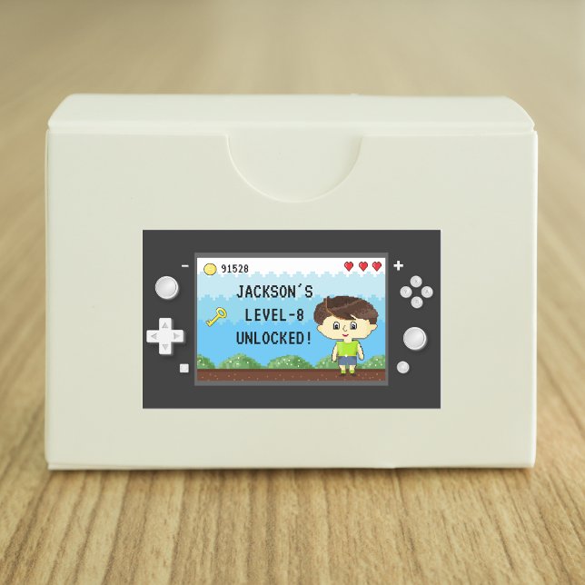 Pixels Arcade Video Game Controller Kids Birthday  Rectangular Sticker (Creator Uploaded)