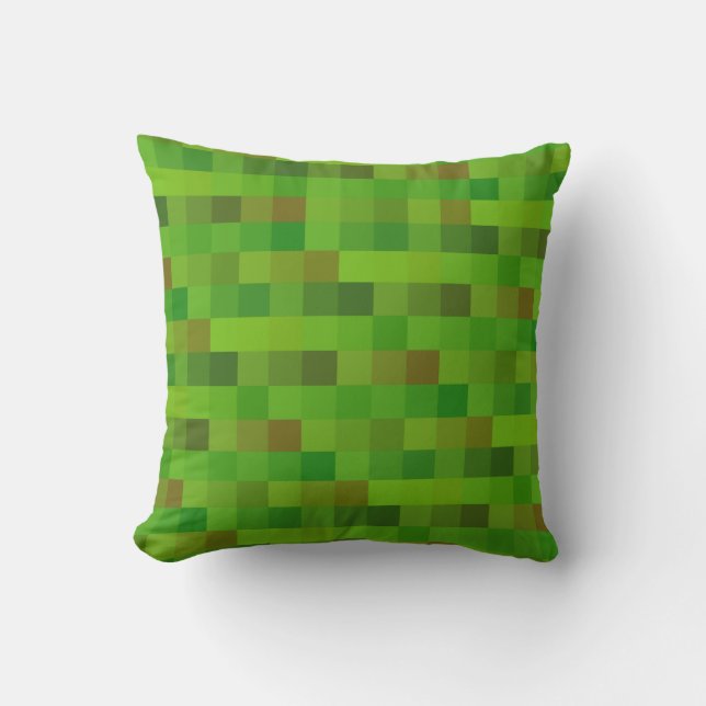 Pixels green throw pillow (Front)