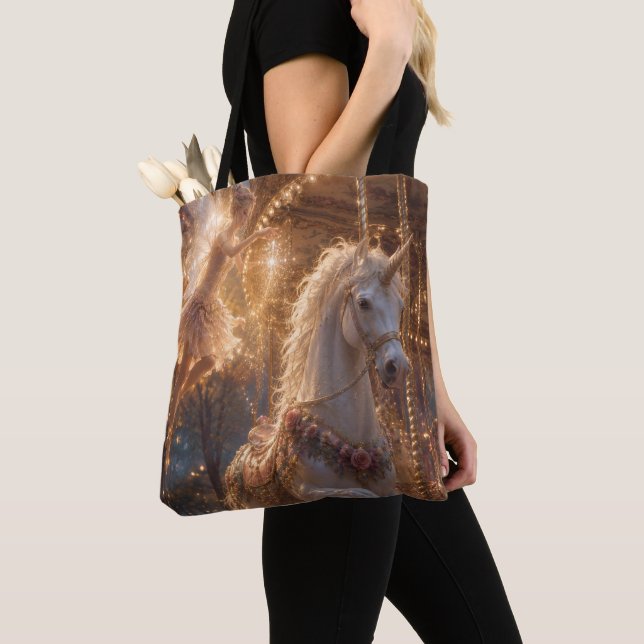 Pixie Carousel and Unicorns  Tote Bag (Close Up)