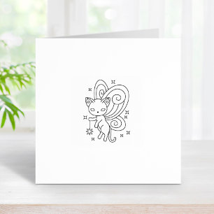 Pixie Cat - Fairy Wings Kitty 1x1 Rubber Stamp