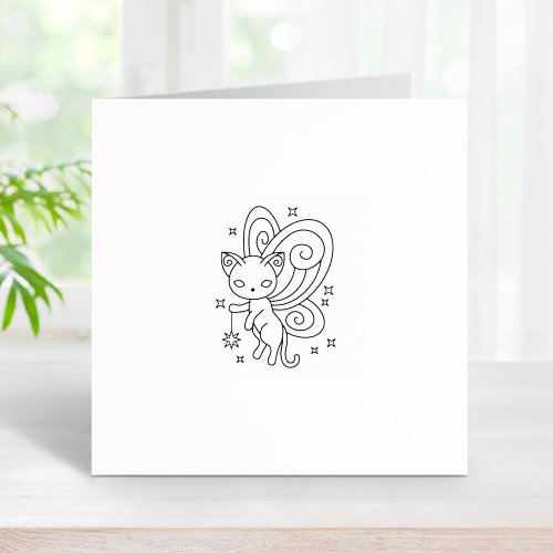 Pixie Cat _ Fairy Wings Kitty 2 Rubber Stamp