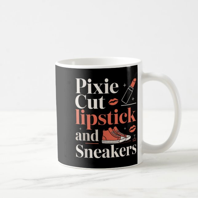 Pixie cut lipstick and sneakers short hair style  coffee mug (Right)