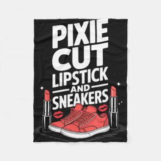 Pixie cut lipstick and sneakers short hair style  fleece blanket