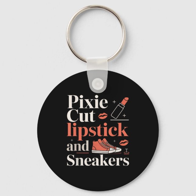 Pixie cut lipstick and sneakers short hair style  keychain