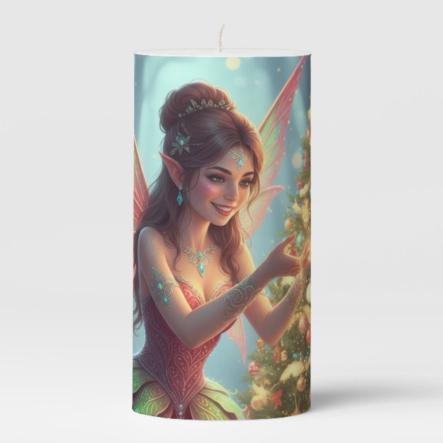 Pixie Dust and Christmas Trees - Pillar Candle (Front)