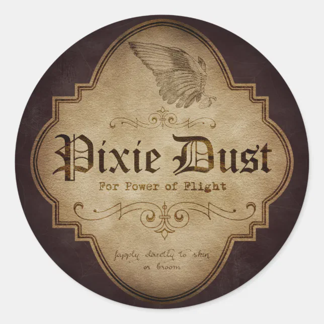 Pixie Dust Sticker Examples Pixie Dust Apothecary Classic Round Sticker | Zazzle