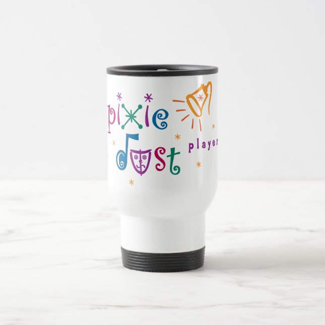 Pixie Dust Players White Travel Mug (Center)
