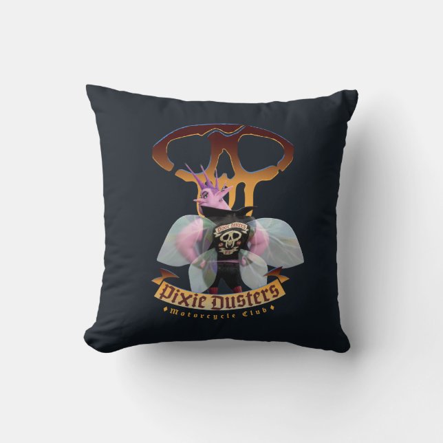 Pixie Dusters - Motorcycle Club Throw Pillow (Front)