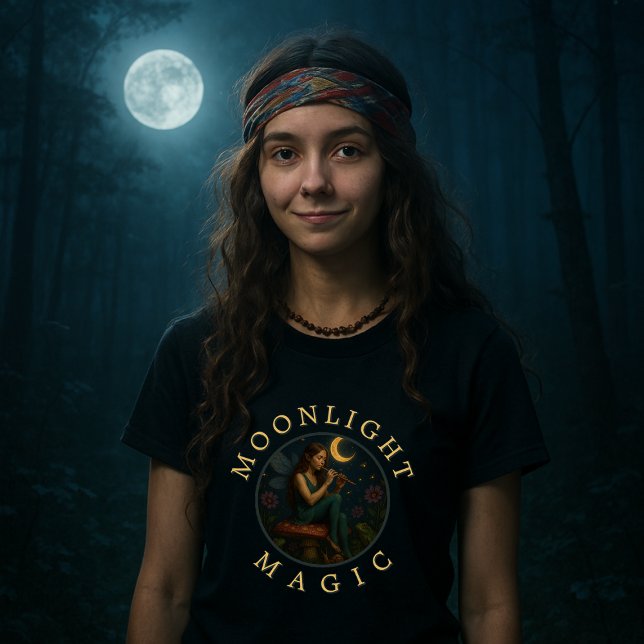 Pixie Elf Fairy On Mushroom With Flute T-Shirt (Creator Uploaded)