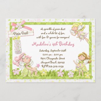 Pixie Fairy Birthday Party Invitation by eventfulcards at Zazzle