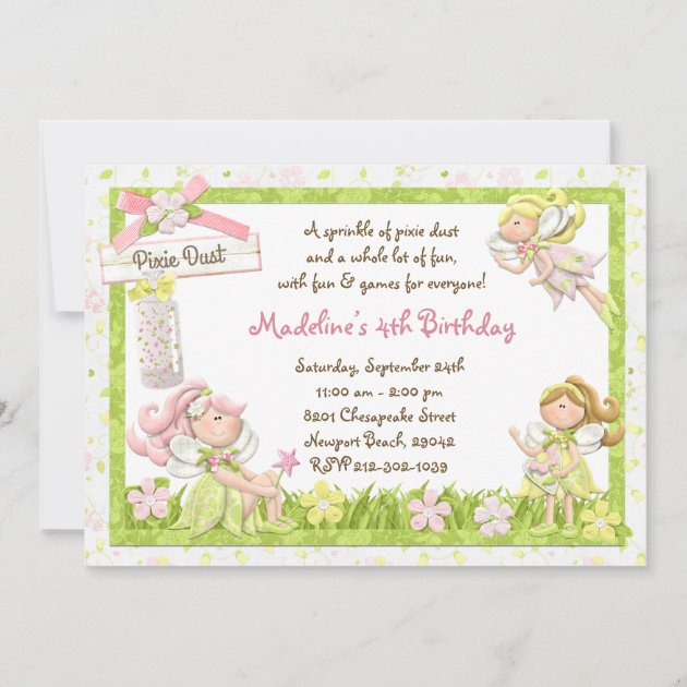 30 Invitation Photo Cards Fairy Pixie Girl Birthday Party Personalized A1 