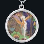 Pixie Fairy Wedgwood Fairyland Lustre Art Pottery Silver Plated Necklace<br><div class="desc">Photo of an antique vase printed deep into the super glossy waterproof finish.</div>