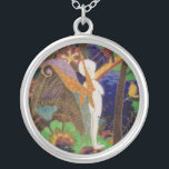 Pixie Fairy Wedgwood Fairyland Lustre Art Pottery Silver Plated Necklace<br><div class="desc">Photo of an antique vase printed deep into the super glossy waterproof finish.</div>