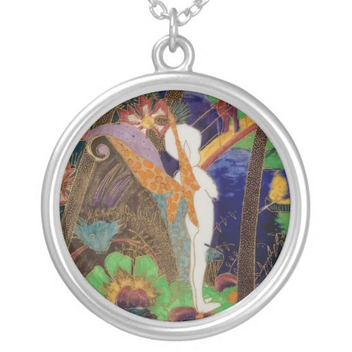 Pixie Fairy Wedgwood Fairyland Lustre Art Pottery Silver Plated Necklace