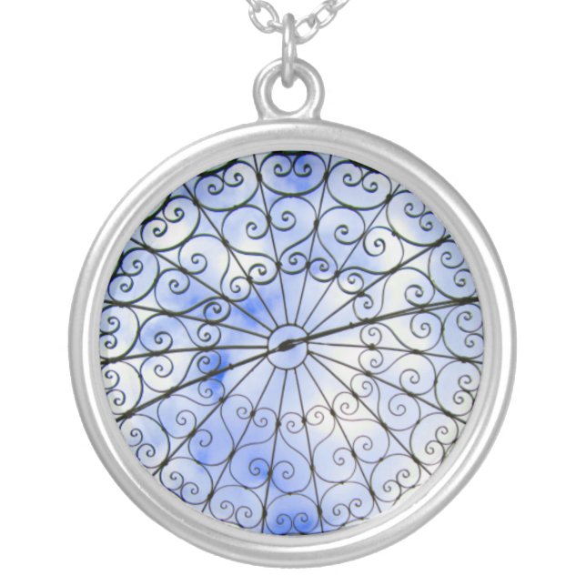 Pixie Globe - Gazebo Sky Silver Plated Necklace (Front)