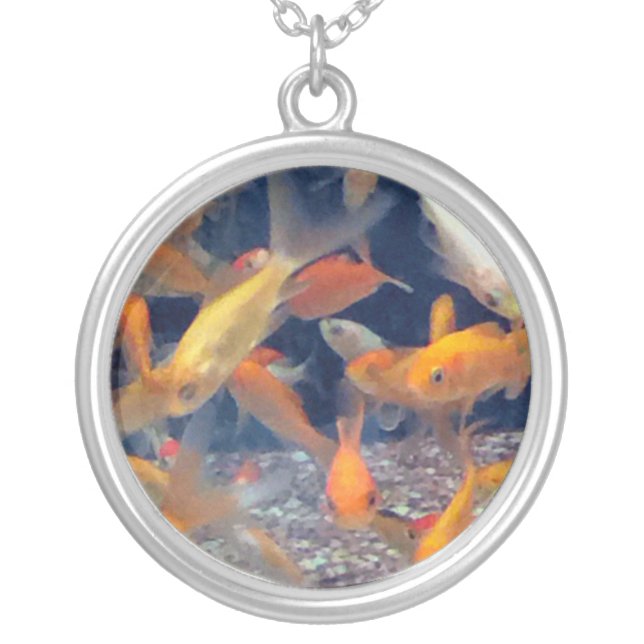 Pixie Globes - Goldfish Swimming Silver Plated Necklace (Front)