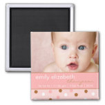 Pixie Pink Polka Dots Baby Girl Photo Magnet at Zazzle