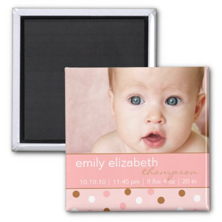 Pixie Pink Polka Dots Baby Girl Photo Magnet