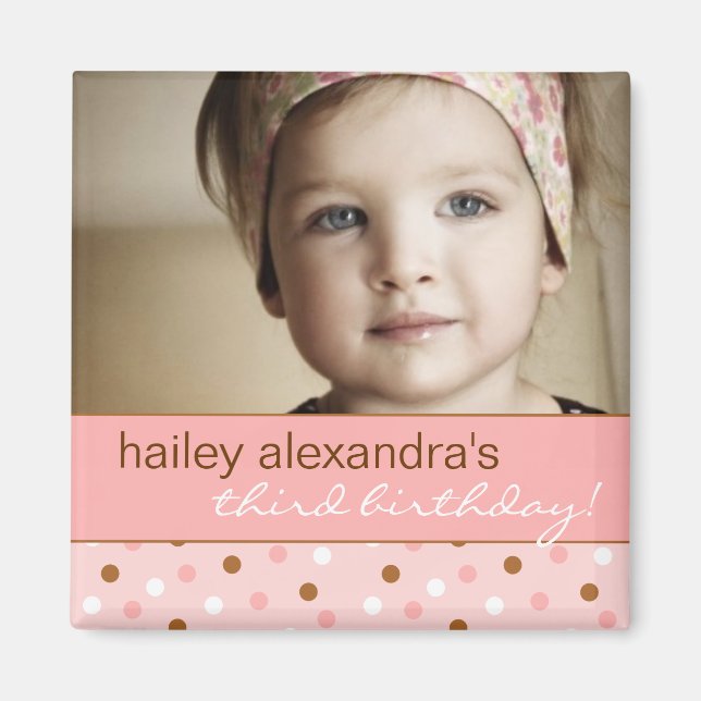 Pixie Polka Dots Birthday Photo Magnet (Front)