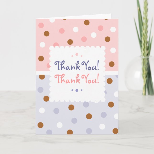 Pixie Polka Dots Twin Thank You Notecard (Front)