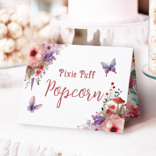 Pixie Puff Popcorn Birthday Buffet Label Card