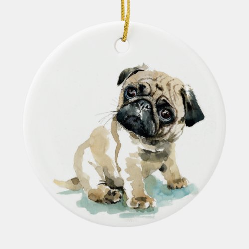 Pixie Pug Puppy Ceramic Ornament