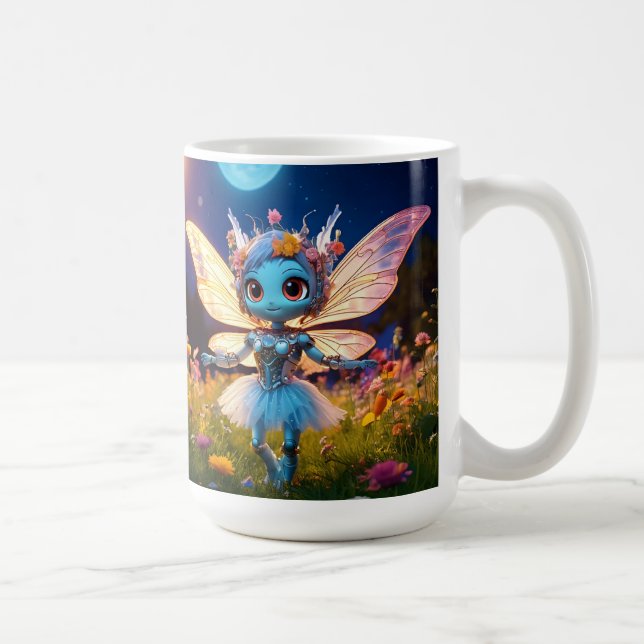 Pixie Robot Ballerina Dancing in the Wildflowers Coffee Mug (Right)