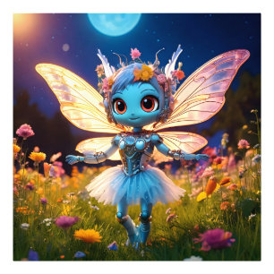 Pixie Robot Ballerina Dancing in the Wildflowers Photo Print