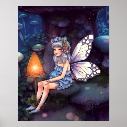 Pixie sitting on a toad stool wall art