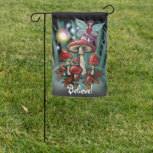 Pixie Toadstool Believe Garden Flag