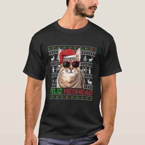 Pixiebob Cat Feliz Meowidad Funny Christmas T_Shirt