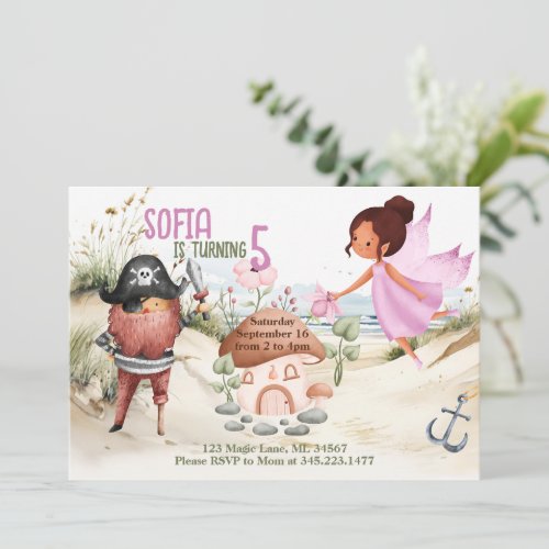 Pixies and Pirates Themed Party Invitation