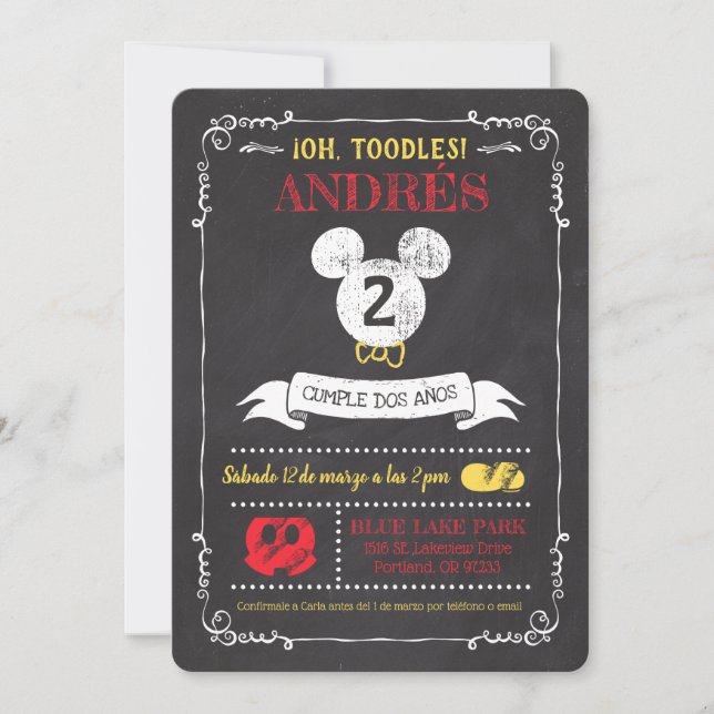 Pizarra de icono de Mickey Mouse Invitation (Front)