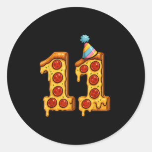 Pizza 11th Birthday 11 Years Old Party Hat Bday Bo Classic Round Sticker