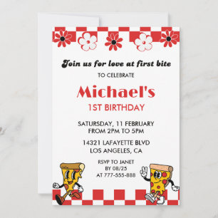Pizza 1st Birthday Invitations Love Pizza Party