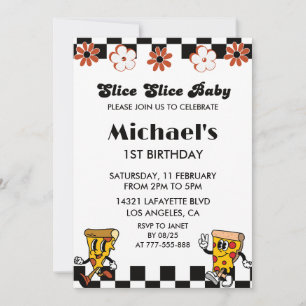Pizza 1st Birthday Invitations Slice slice baby