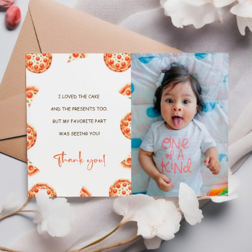 Pizza 1st Birthday Party Thank You Card