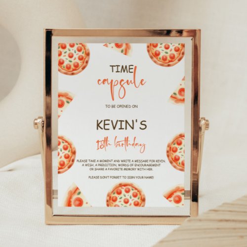 Pizza 1st Birthday Party Time Capsule Sign