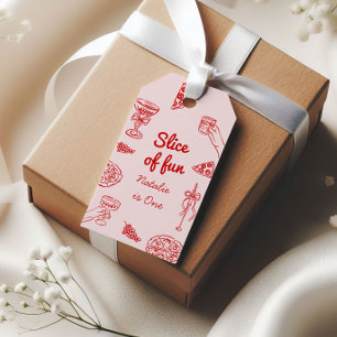 Pizza 1st Hand Drawn Slice Of Fun Birthday Party Gift Tags