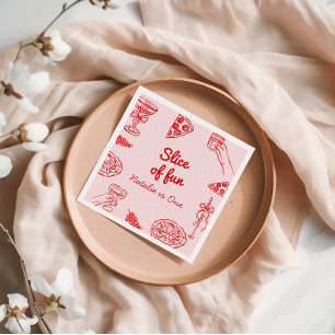 Pizza 1st Hand Drawn Slice Of Fun Birthday Party Napkins